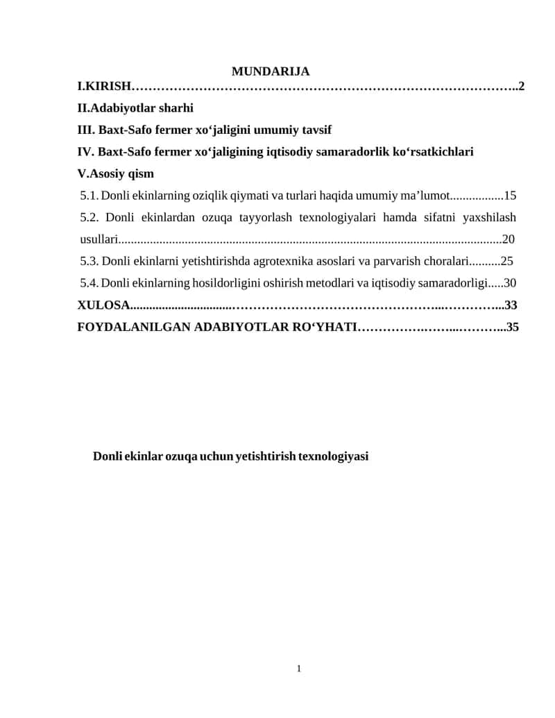 Donli ekinlar ozuqa uchun yetishtirish texnologiyasi