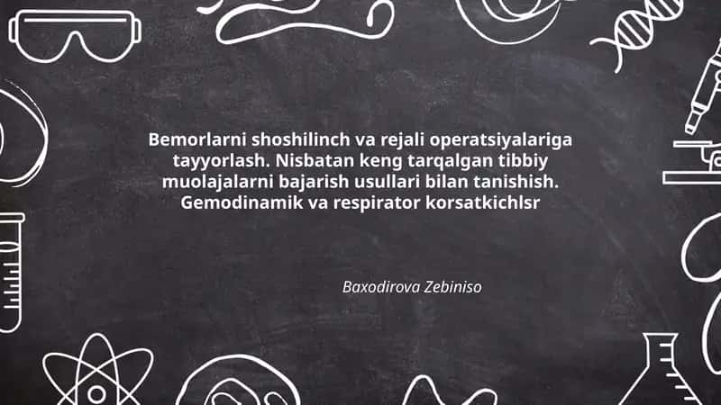 Bemorlarni shoshilinch va rejali operatsiyalariga tayyorlash