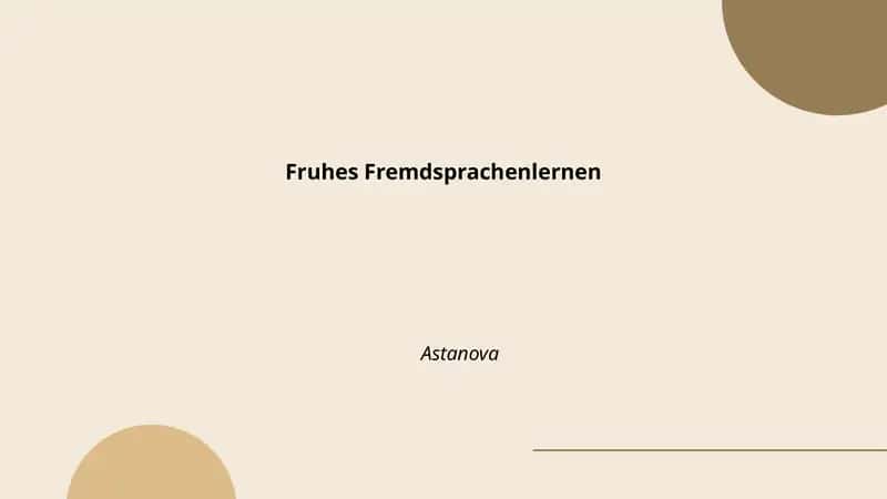 Frühes Fremdsprachenlernen