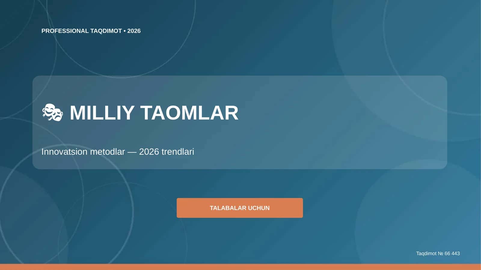 Milliy taomlar: innovatsion metodlar (2026 trendlari) [talabalar uchun]