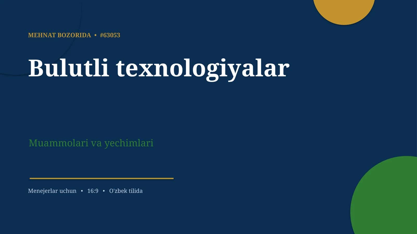 Bulutli texnologiyalar Muammolari va yechimlari