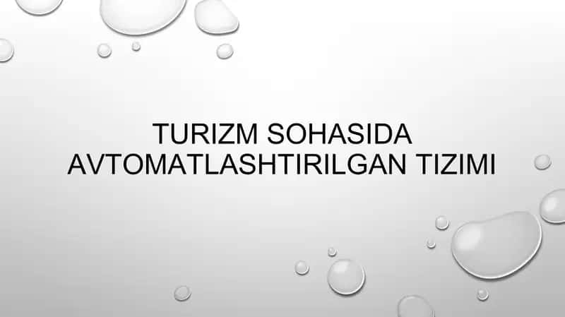 Turizm sohasida avtomatlashtirilgan tizim