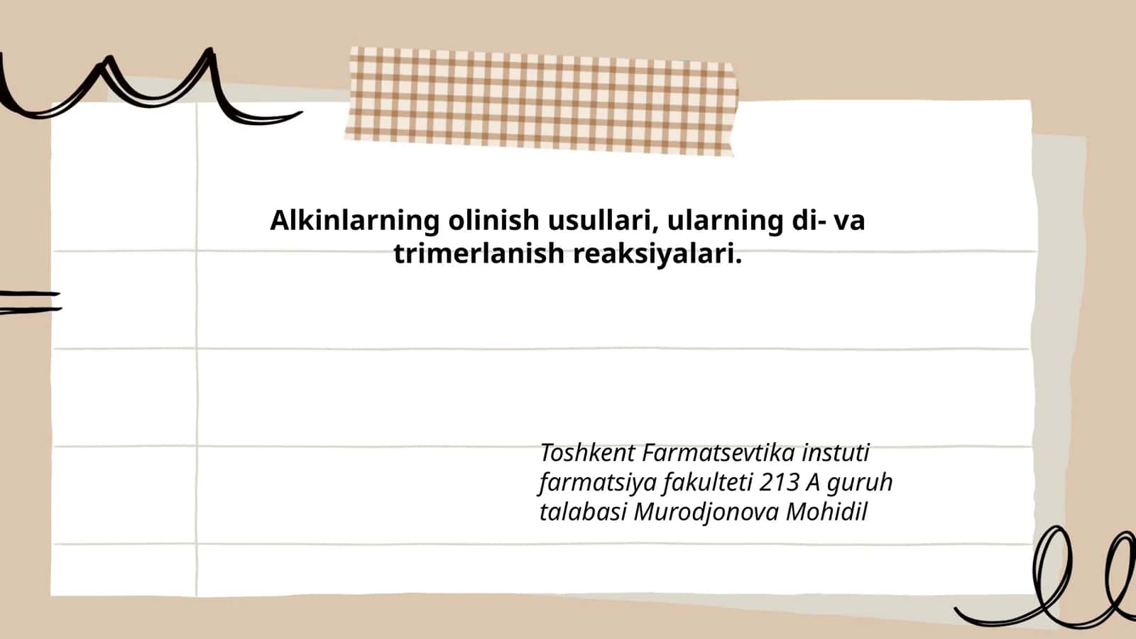 Аlkinlаrning оlinish usullаri, ulаrning di- vа trimеrlаnish reaksiyalаri