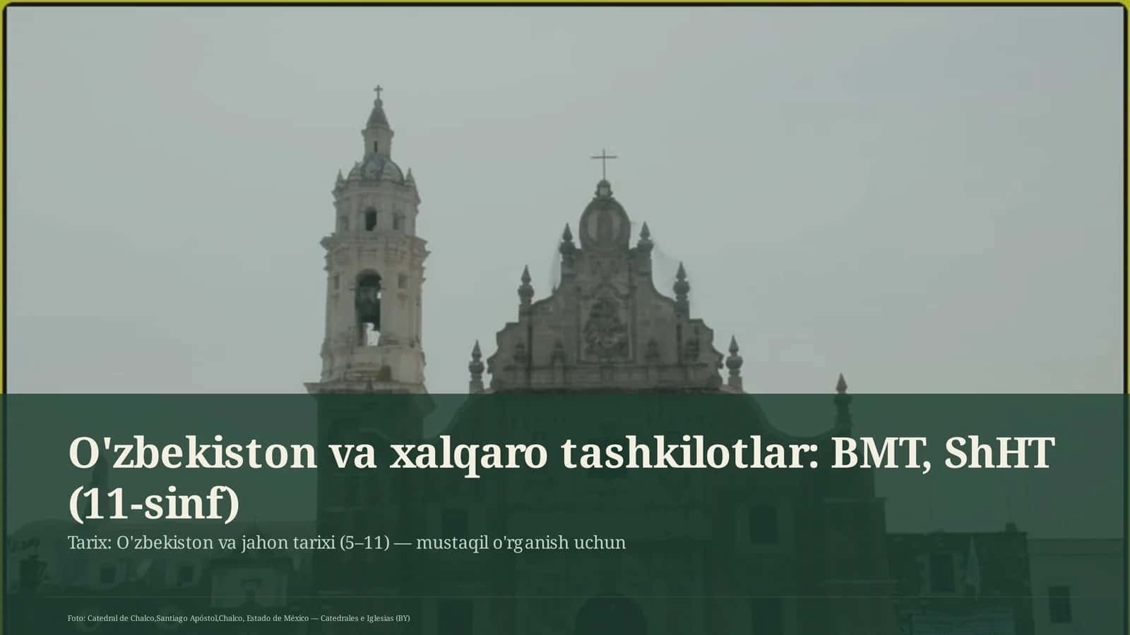 O'zbekiston va xalqaro tashkilotlar: BMT, ShHT (11-sinf)