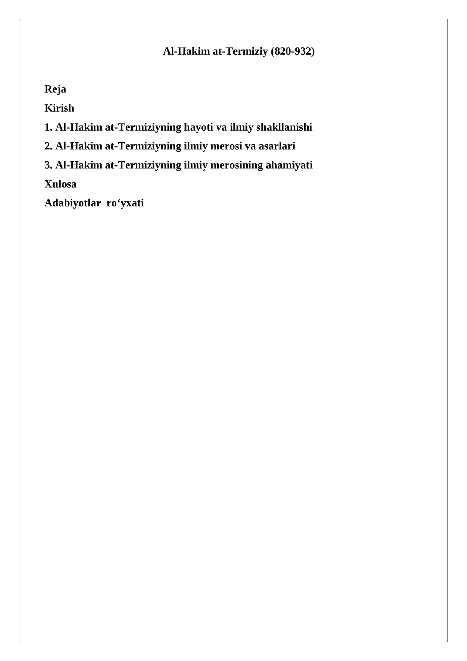 Al-Hakim at-Termiziy (820-932)