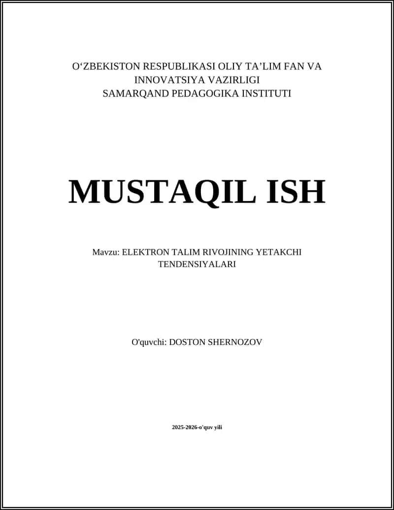 ELEKTRON TALIM RIVOJINING YETAKCHI TENDENSIYALARI
