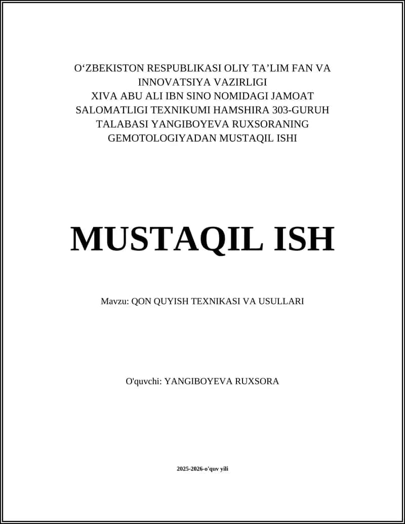 QON QUYISH TEXNIKASI VA USULLARI