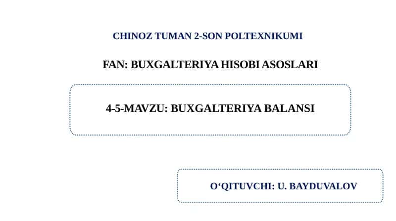 Buxgalteriya balansi.