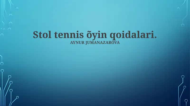 Stol tennis õyin qoidalari