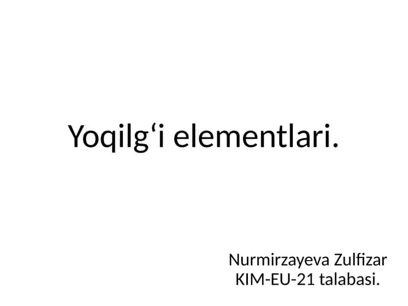 Yoqilgʻielementlar va ularning afzalliklari