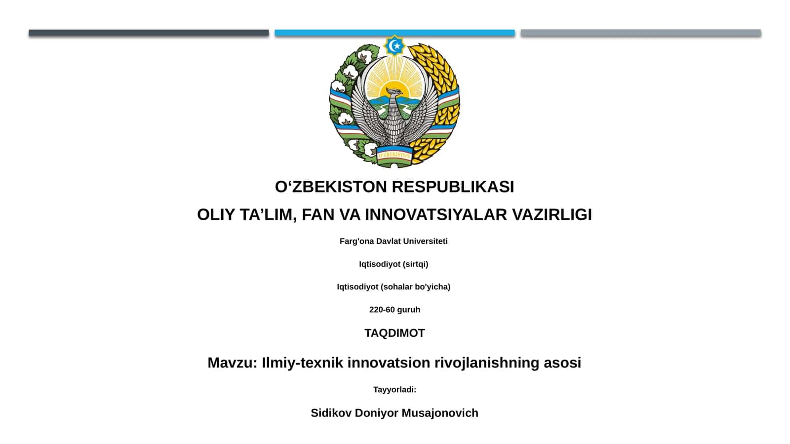 Ilmiy-texnik innovatsion rivojlanishning asosi