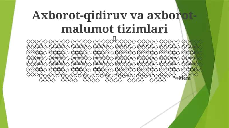 Axborot-qidiruv va axborot- malumot tizimlari