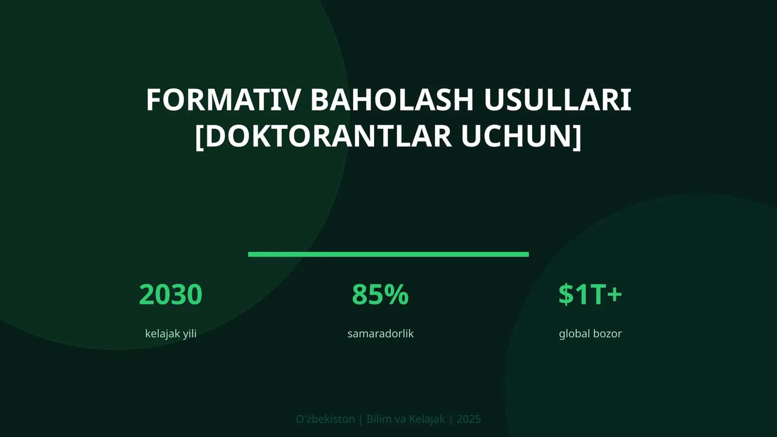 Formativ baholash usullari [doktorantlar uchun]