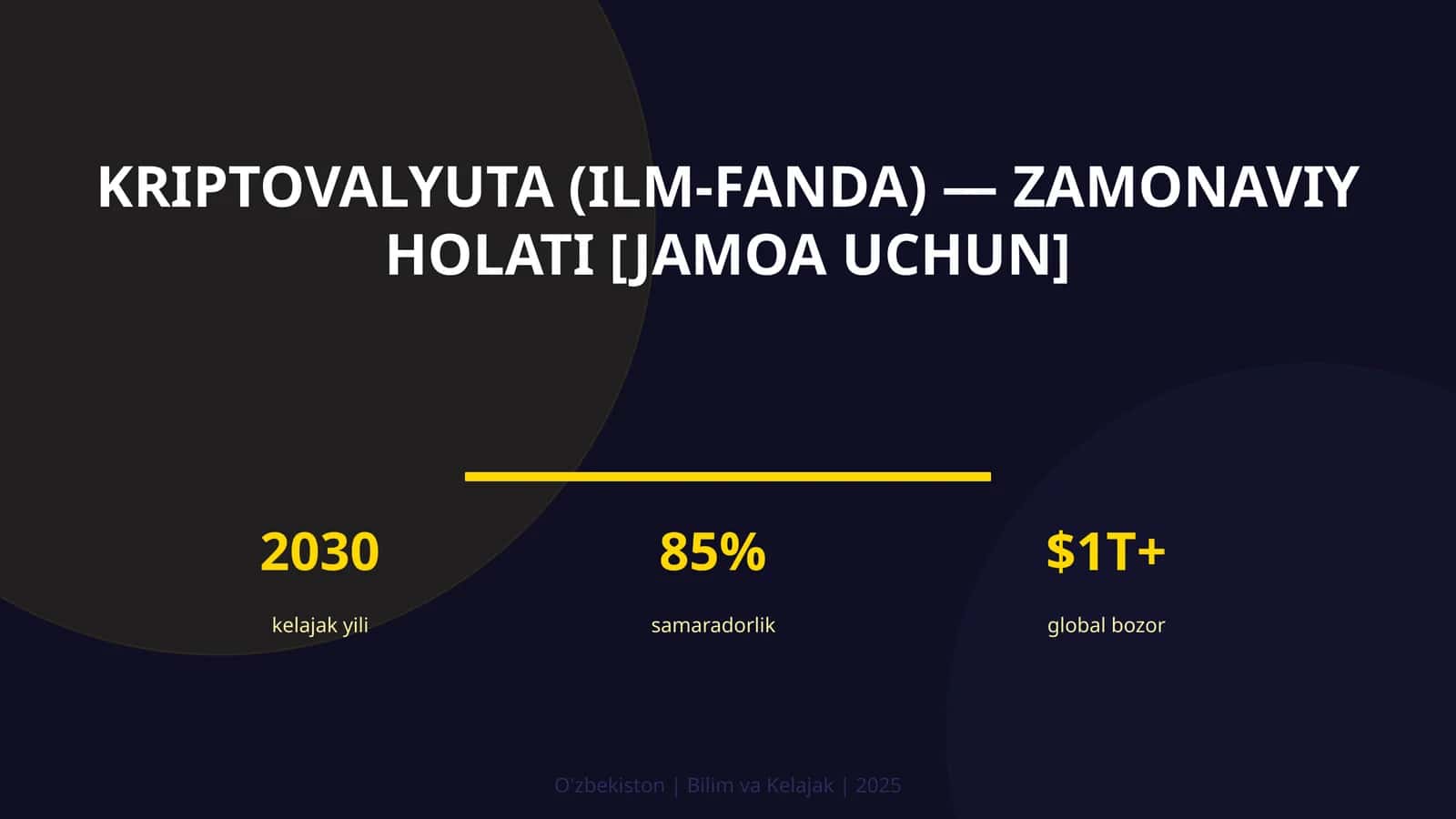 KRIPTOVALYUTA (ILM-FANDA) — ZAMONAVIY HOLATI [JAMOA UCHUN]
