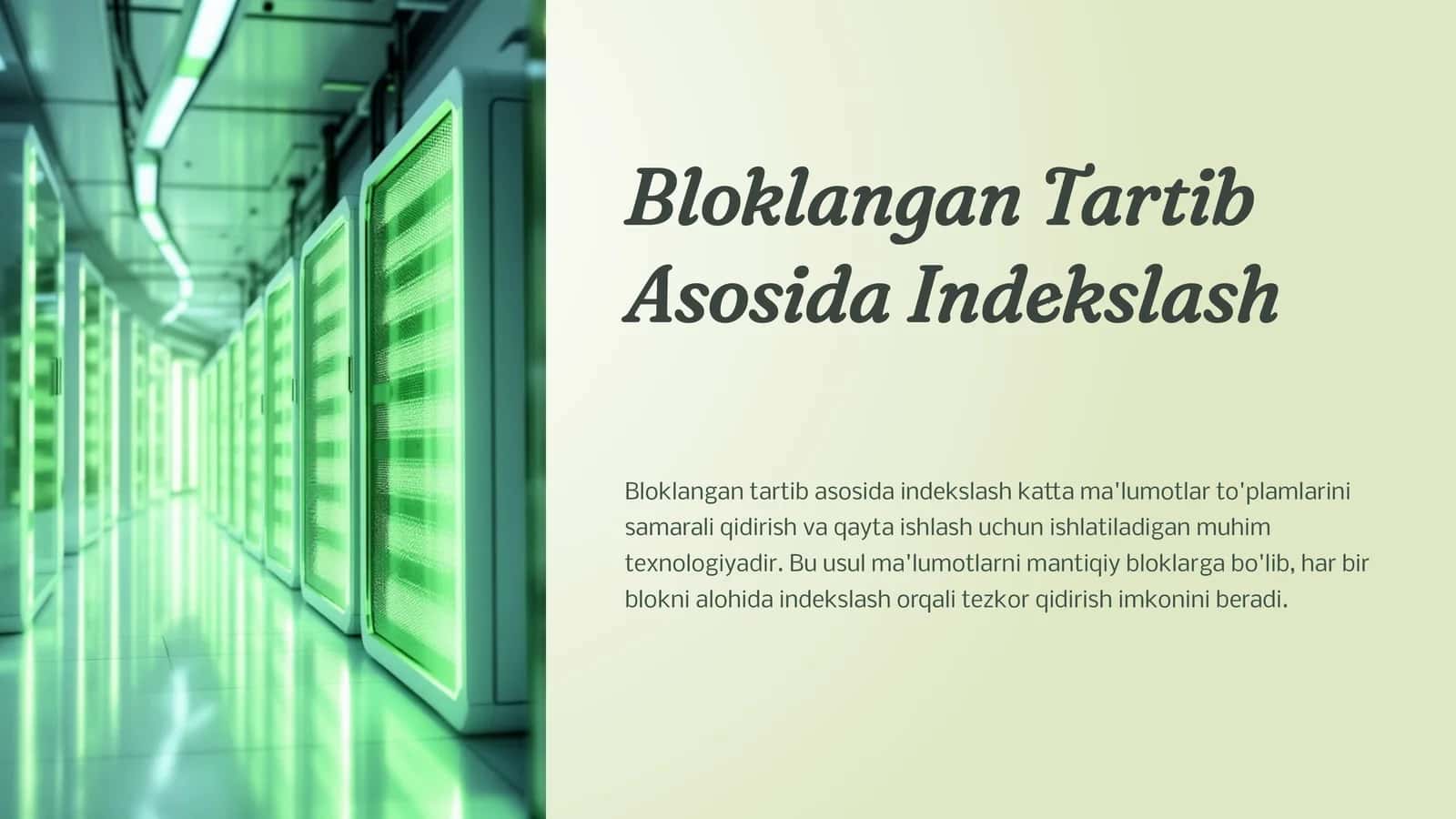 Bloklangan Tartib Asosida Indekslash