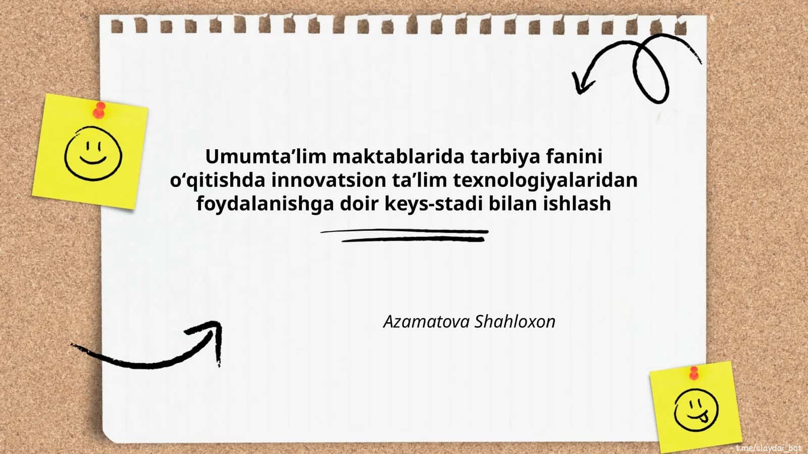 Umumtaʼlim maktablarida tarbiya fanini oʻqitishda innovatsion taʼlim texnologiyalaridan foydalanishga doir keys-stadi bilan ishlash