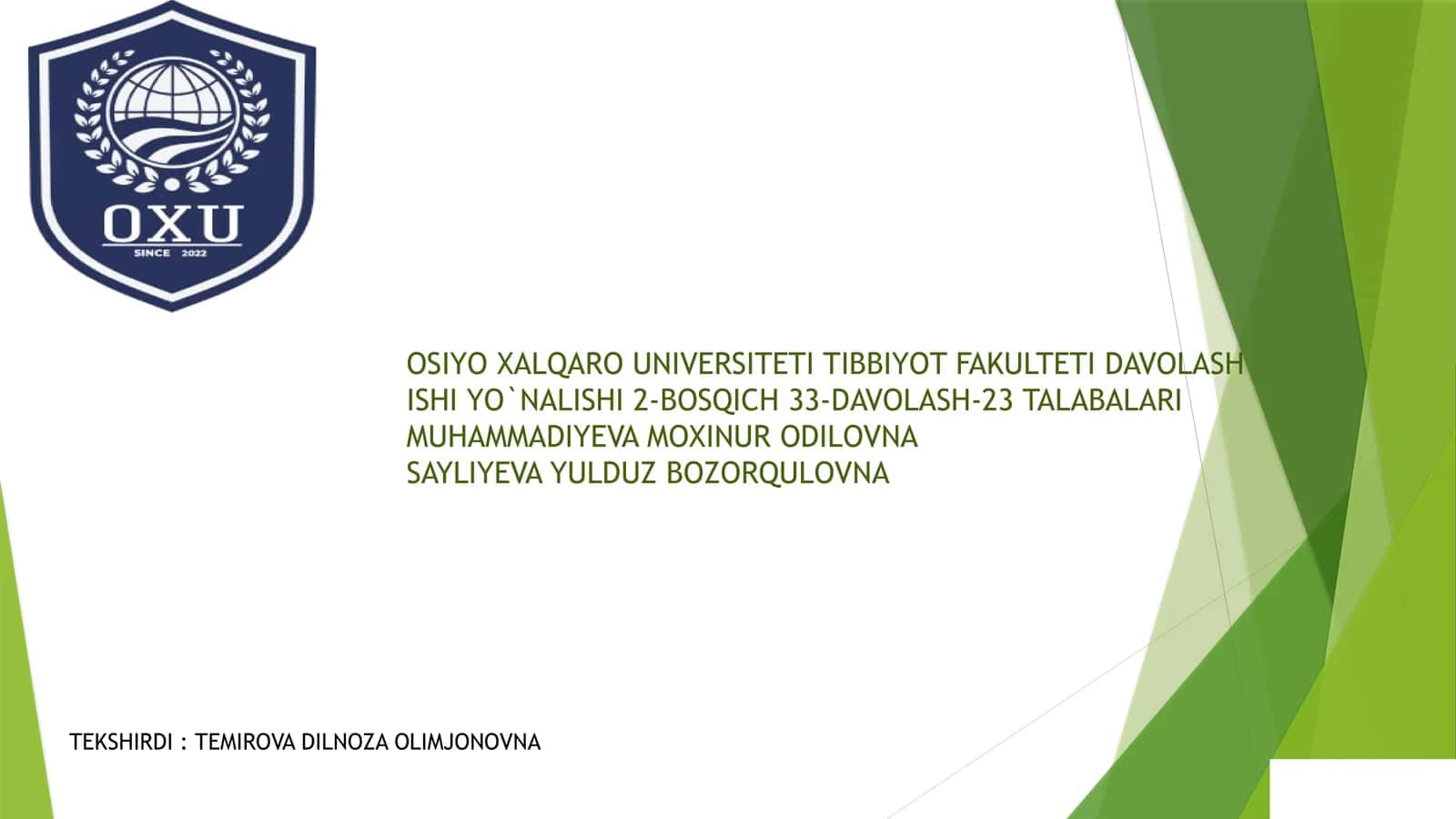 KASALXONA ICHIDA TARQALUVCHI YUQUMLI KASALLIKLAR QO`ZG`ATUVCHILARI VA ULARNING LABORATORIYADA DIAGNOSTIKASI