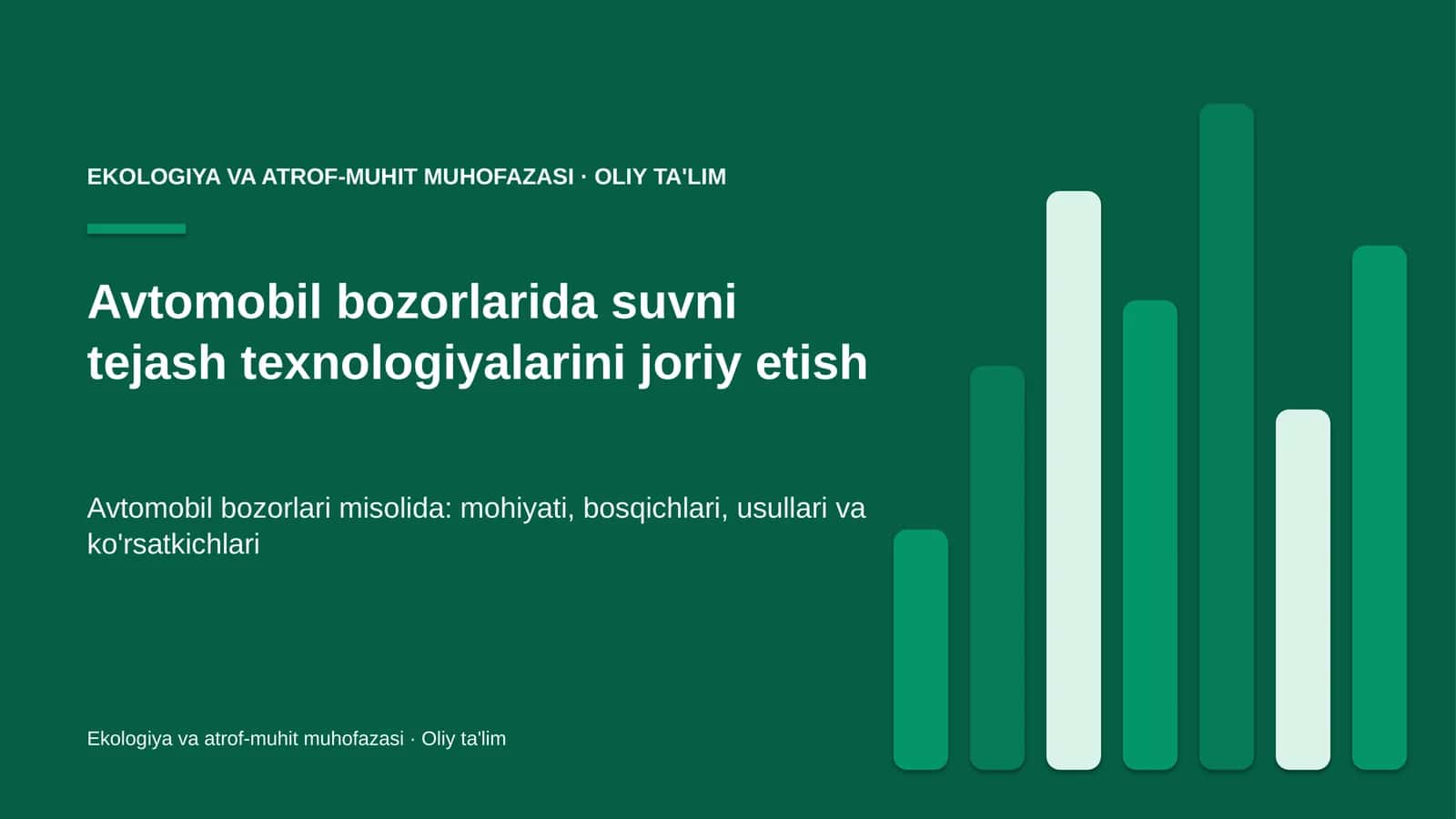 Avtomobil bozorlarida suvni tejash texnologiyalarini joriy etish