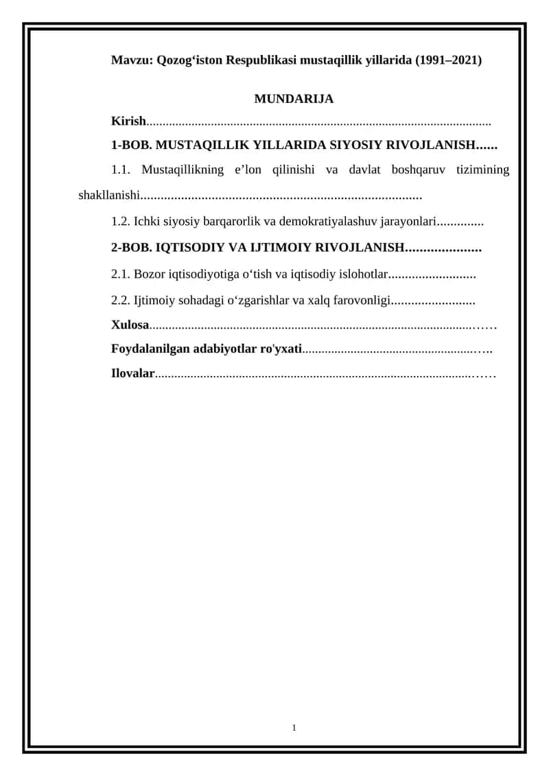 Qozogʻiston Respublikasi mustaqillik yillarida (1991–2021)