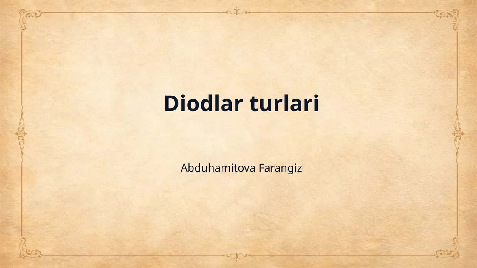 Diodlar turlari