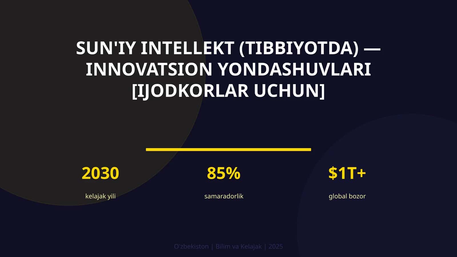 Sun'iy intellekt (tibbiyotda) — innovatsion yondashuvlari [ijodkorlar uchun]