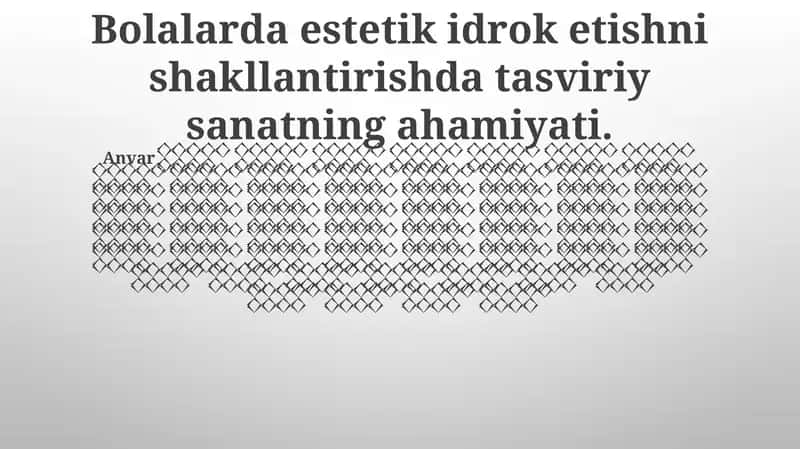 Tasviriy San'at va Sezgilar Rivojlanishi