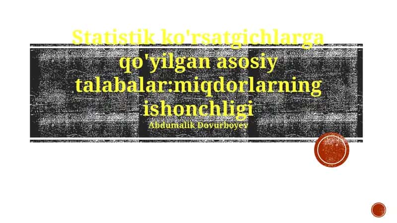 Statistikada Ishonchlilik Ta'rifi