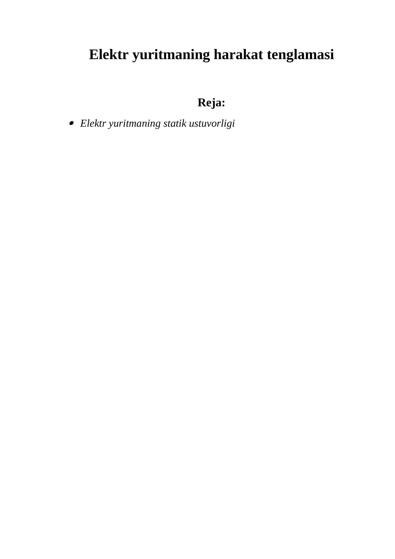 Elektr yuritmaning harakat tеnglamasi