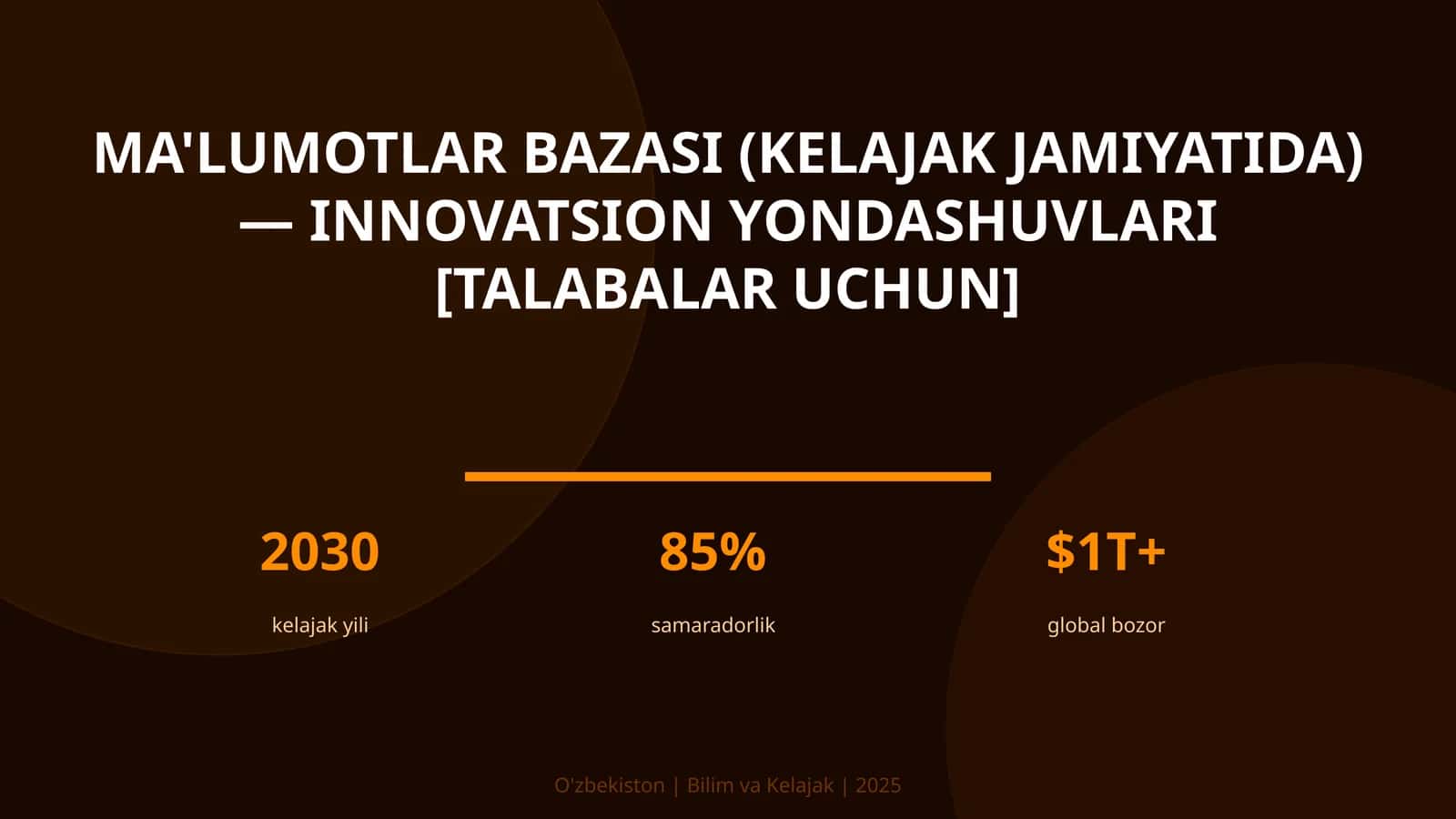 Ma'lumotlar bazasi (kelajak jamiyatida) — innovatsion yondashuvlari [talabalar uchun]
