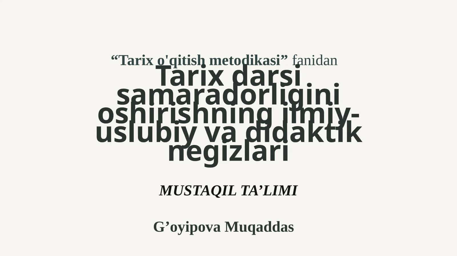 Tarixo'qitishmetodikasi