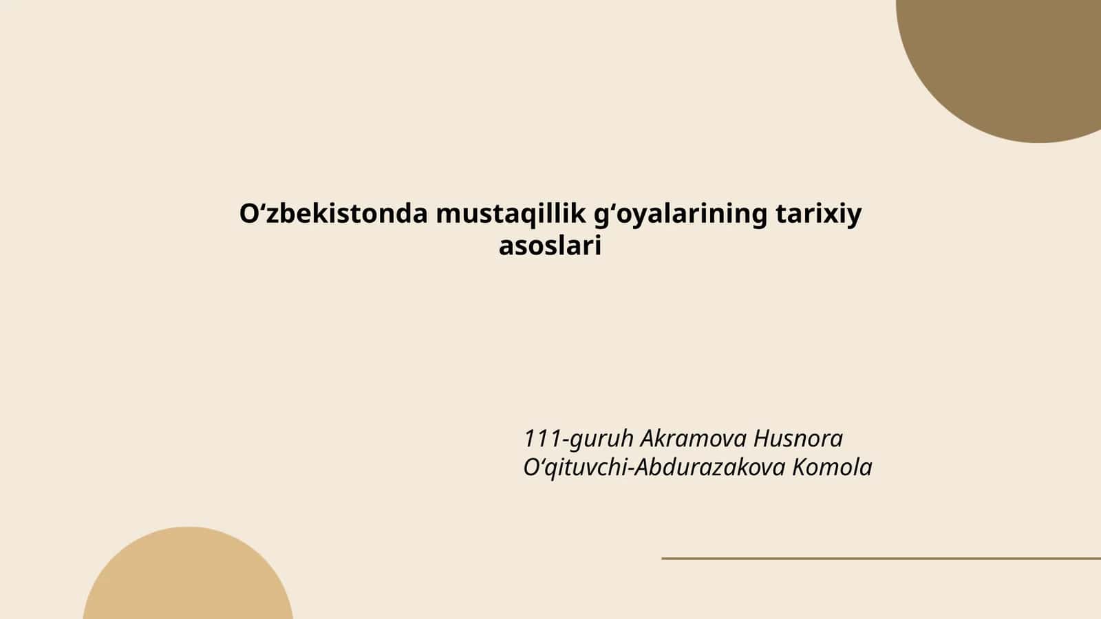 Mustaqillik gʻoyalari va milliy istiqlol