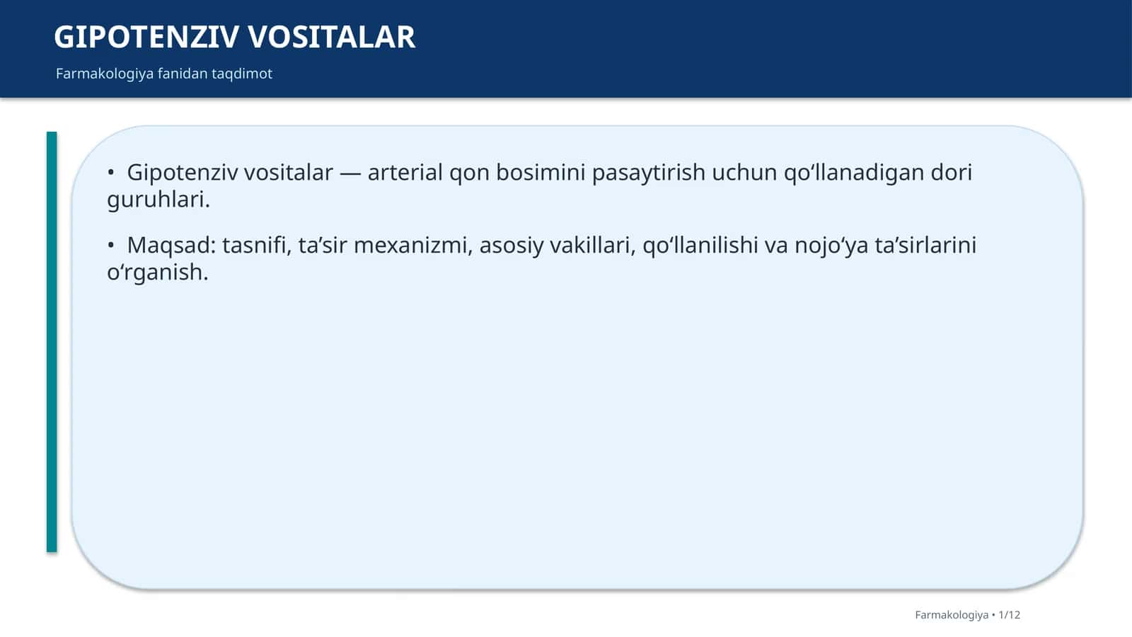 GIPOTENZIV VOSITALAR
