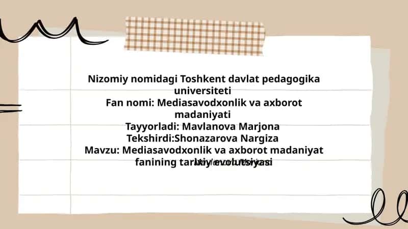Mediasavodxonlik va axborot madaniyat fanining tarixiy evolutsiyasi