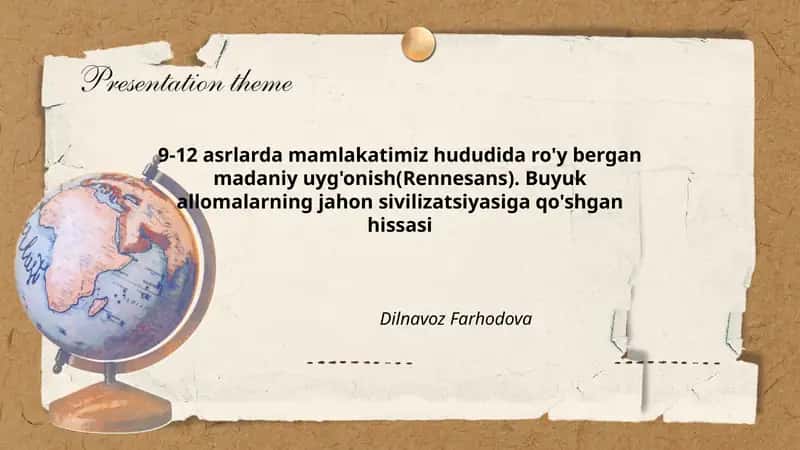 9–12 asrlarda Buxoro va Samarqandda yuz bergan madaniy uyg'onish (Renessans)