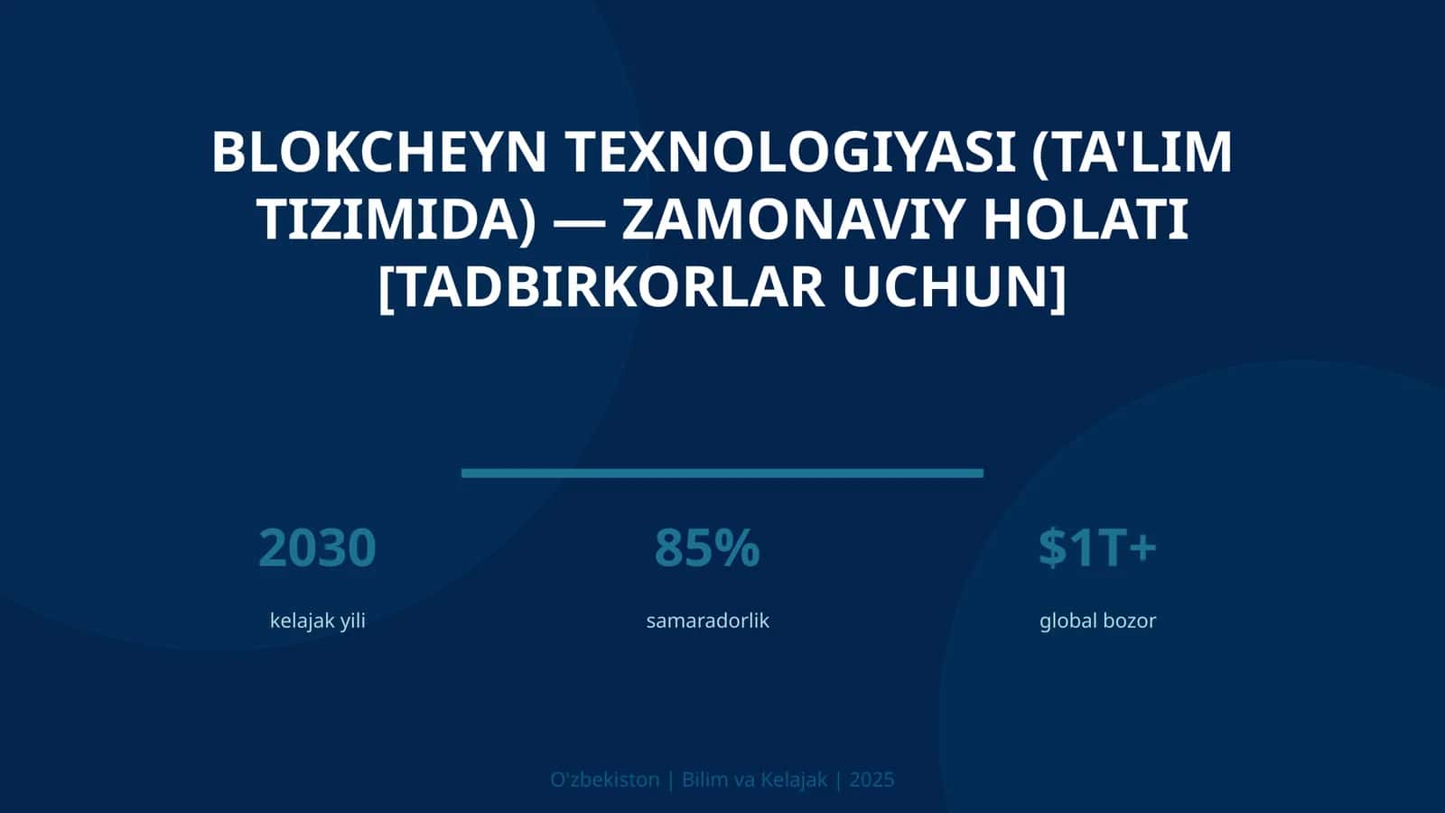 Blokcheyn texnologiyasi (ta'lim tizimida) — zamonaviy holati [tadbirkorlar uchun]