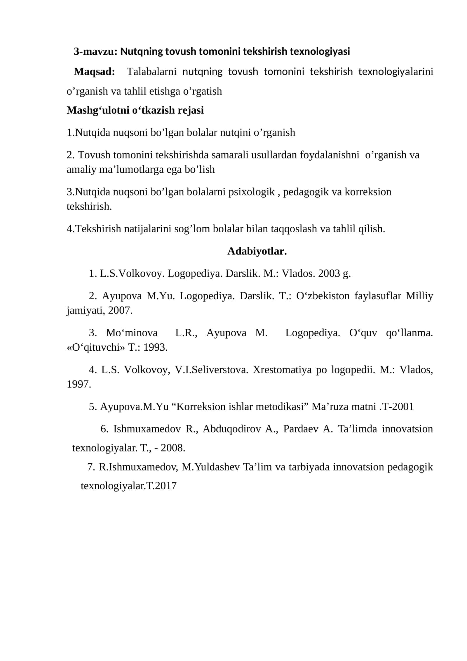 Nutqning tovush tomonini tekshirish texnologiyasi