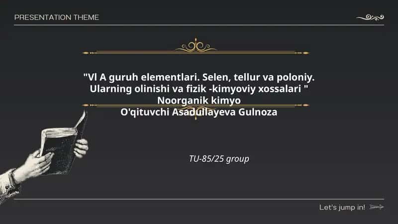 Vl A guruh elementlari. Selen, tellur va poloniy. Ularning olinishi va fizik -kimyoviy xossalari