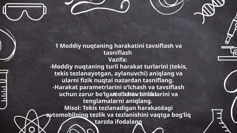 Moddiy nuqtaning harakatini tavsiflash va tasniflash