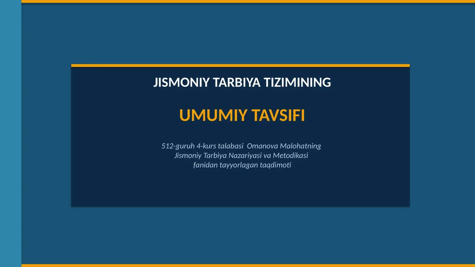 Jismoniy Tarbiya Tizimi