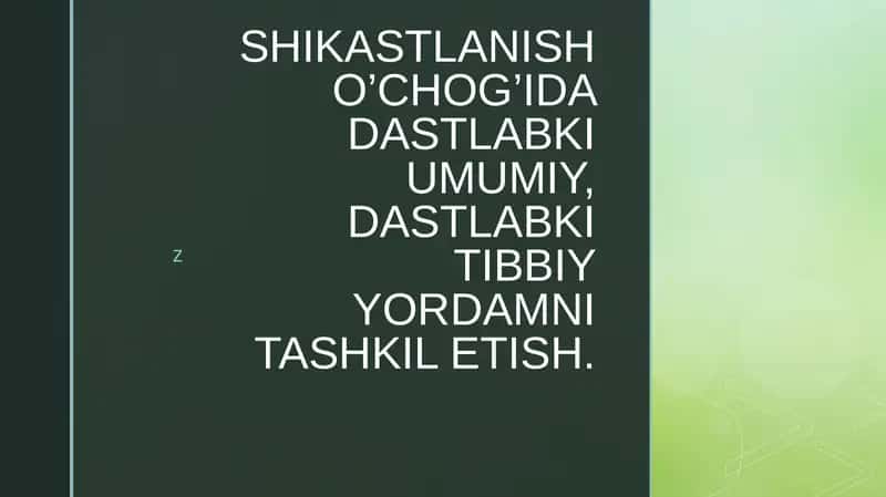 Birinchi tibbiy yordamni tashkil etish