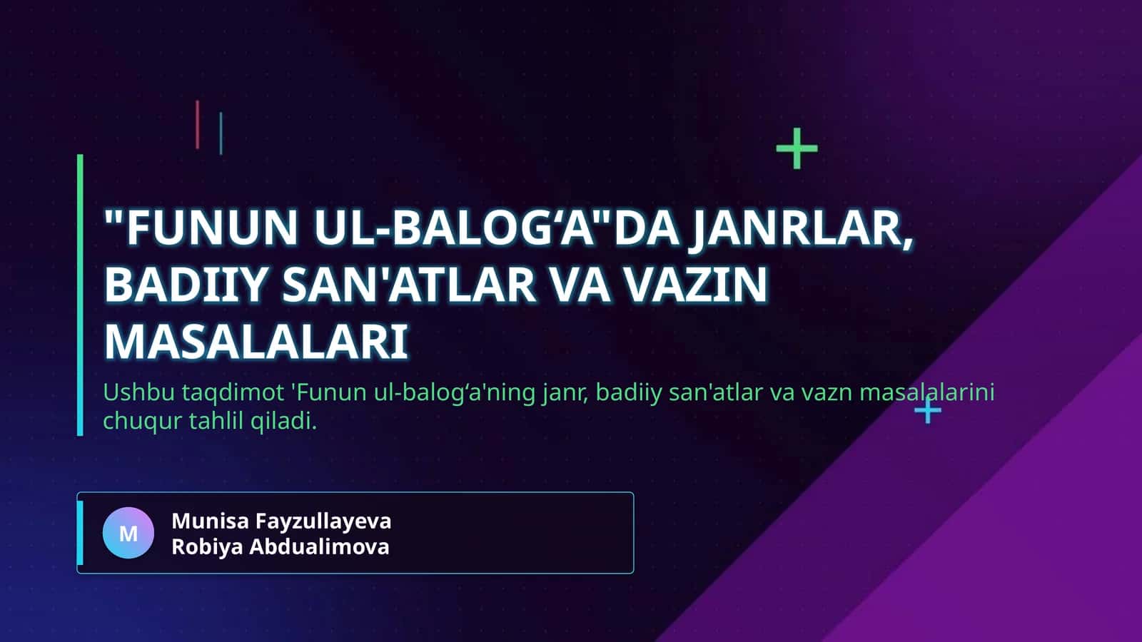 "Funun ul-balog‘a"da janrlar, badiiy san'atlar va vazin masalalari