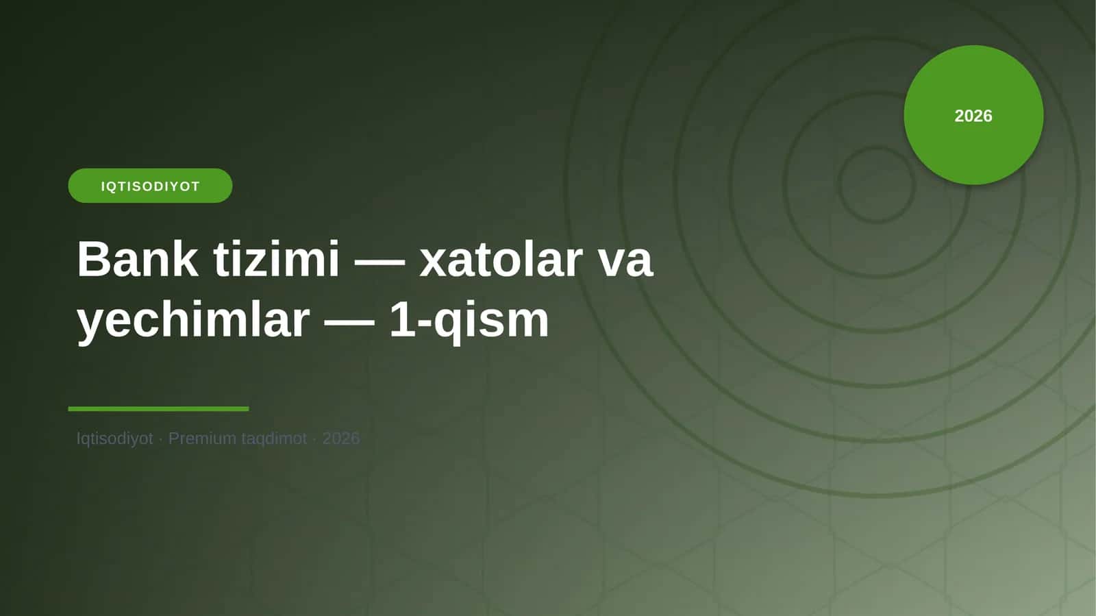 Bank tizimi — xatolar va yechimlar — 1-qism