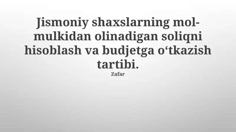Mulkiy soliq tizimida byudjet ajratish va xarajatlar