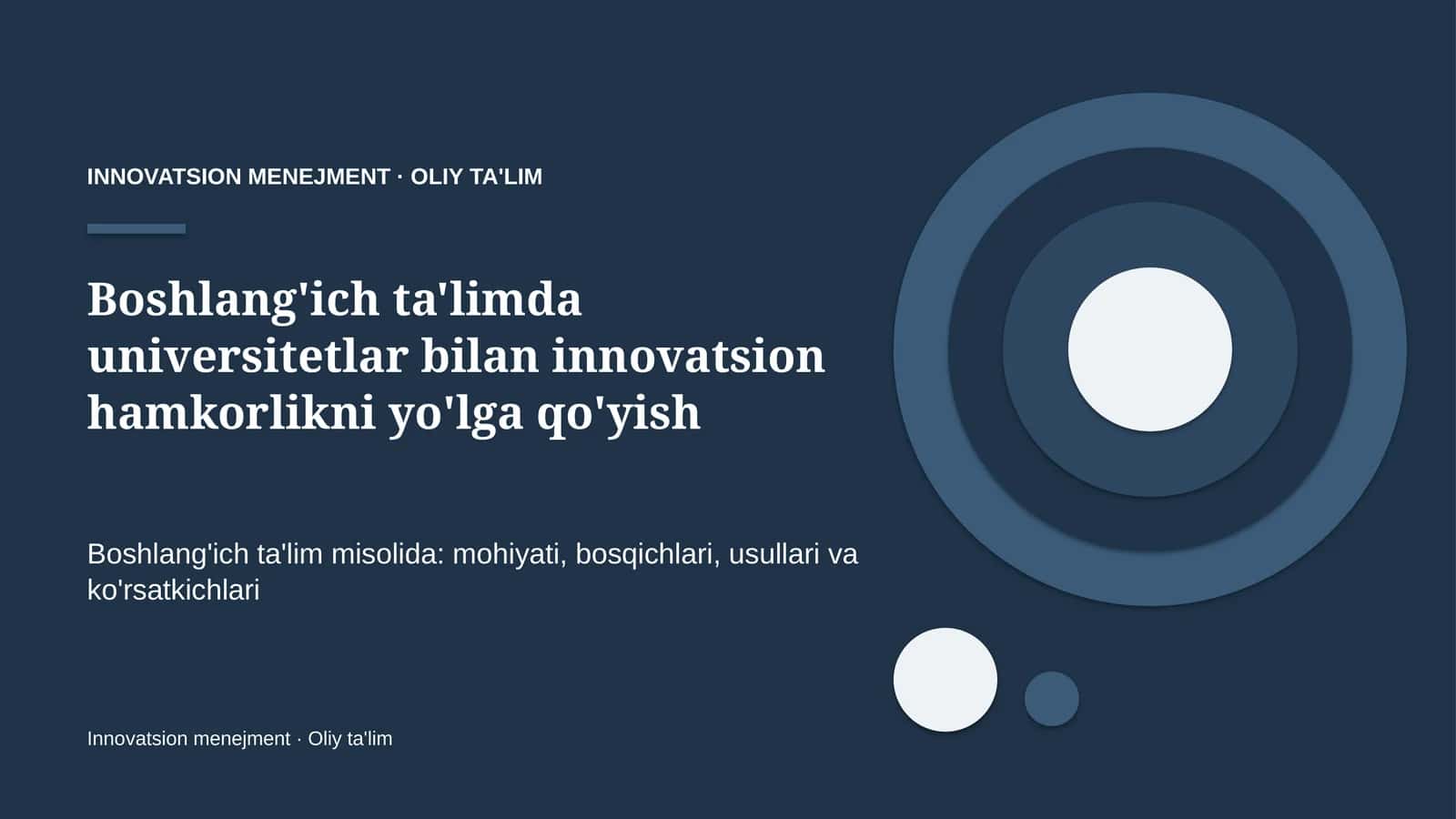 Innovatsion menejment · Oliy ta'l