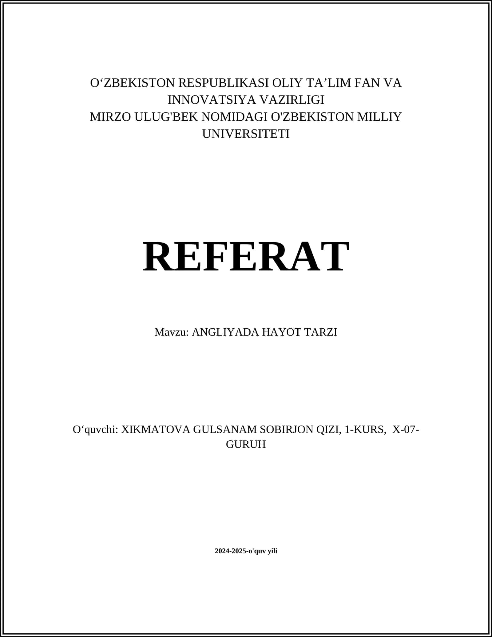 ANGLIYADA HAYOT TARZI