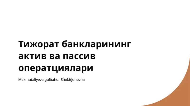 Tijorat banklari iqtisodiy tizimi