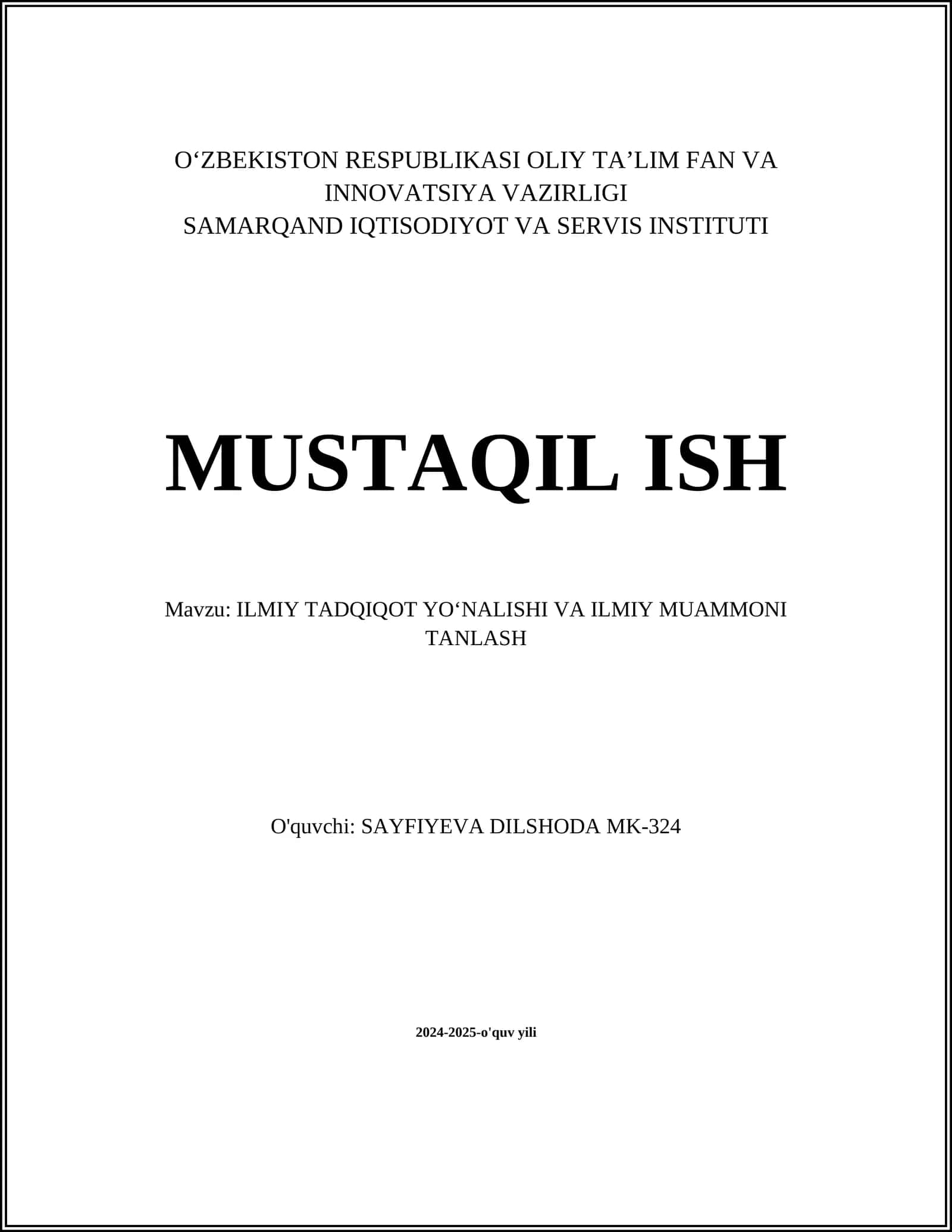 ILMIY TADQIQOT METODOLOGIYASI