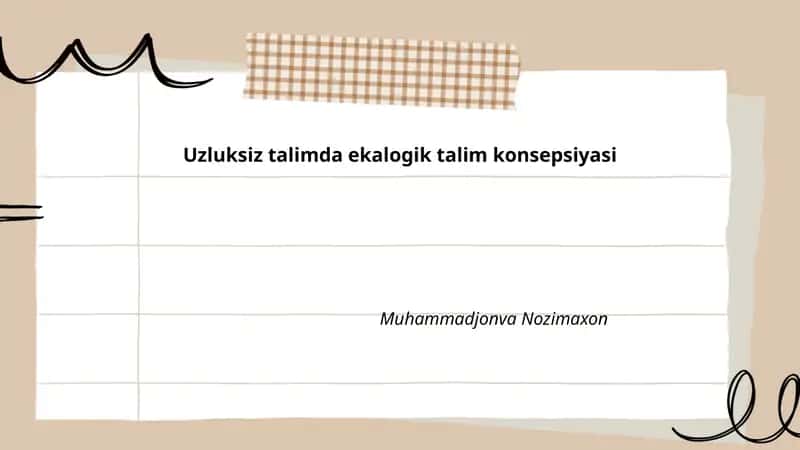 Uzluksiz talimda ekalogik talim konsepsiyasi