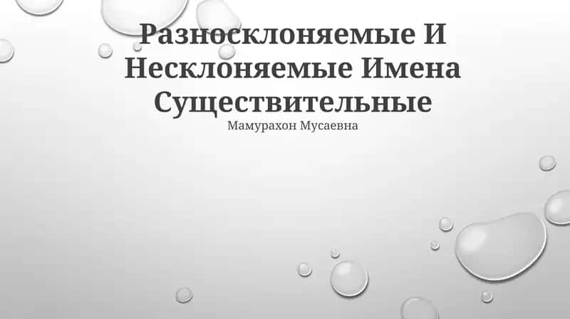 Разносклоняемые И Несклоняемые Имена Существительные