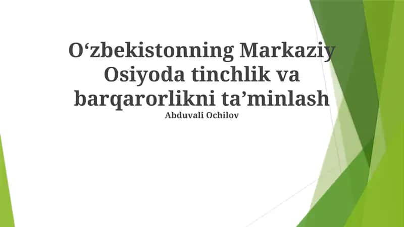 Mintaqaviy xavfsizlikka tahdidlar va suv resurslari taqsimoti haqida Reja 1